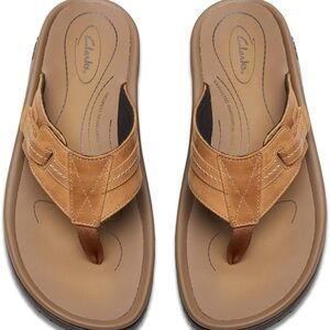 Clarks Brown Leather Men's Flip-Flops
